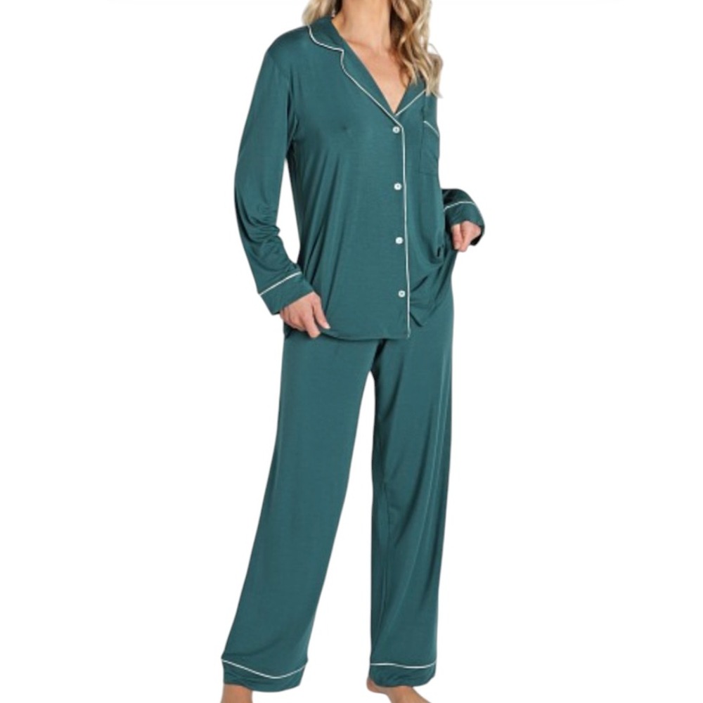 EBERJEY GISELE PAJAMAS SET Evergreen/Bone Teal TENCEL/MODAL ‼️Damaged‼️ Size S